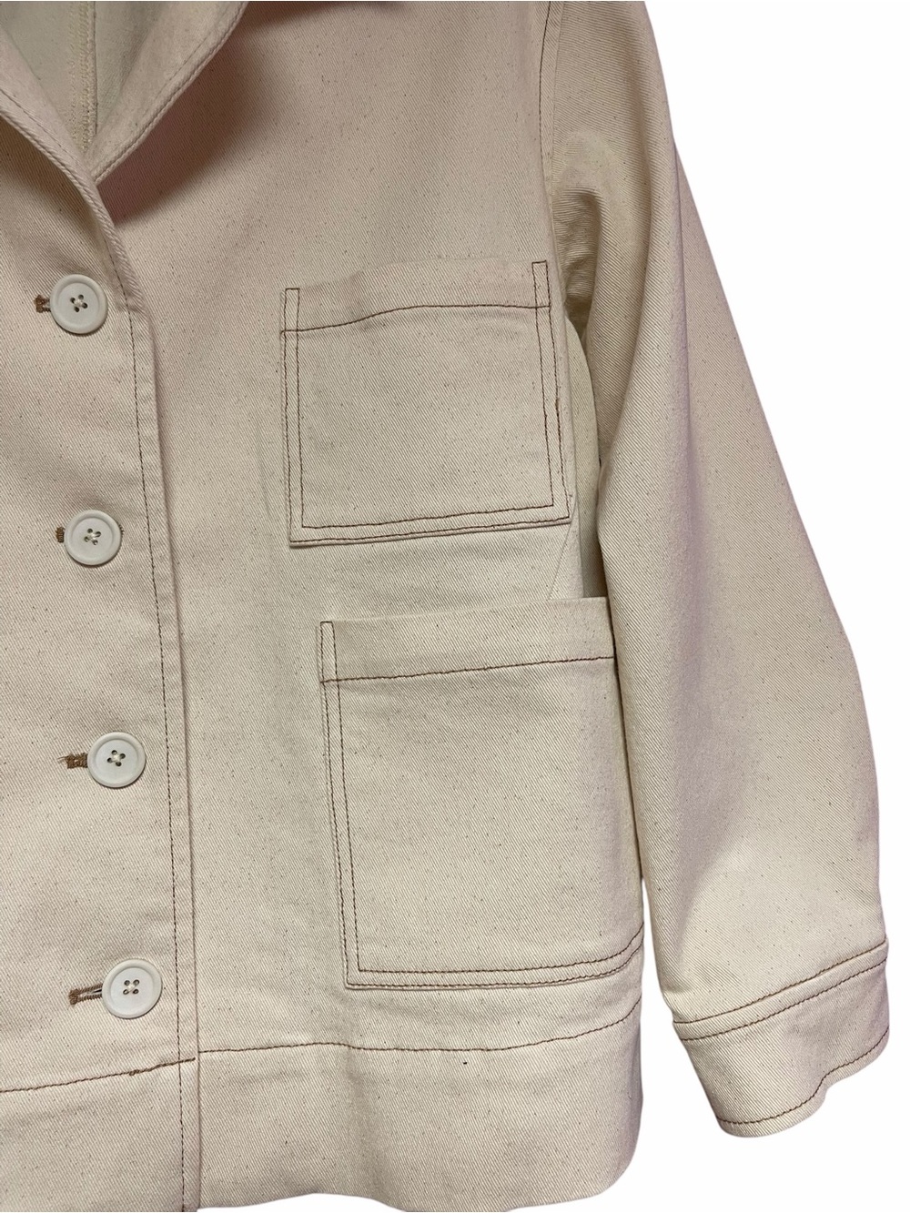 Halogen Cream Button-Front Oversized Jacket - Picture 4 of 9
